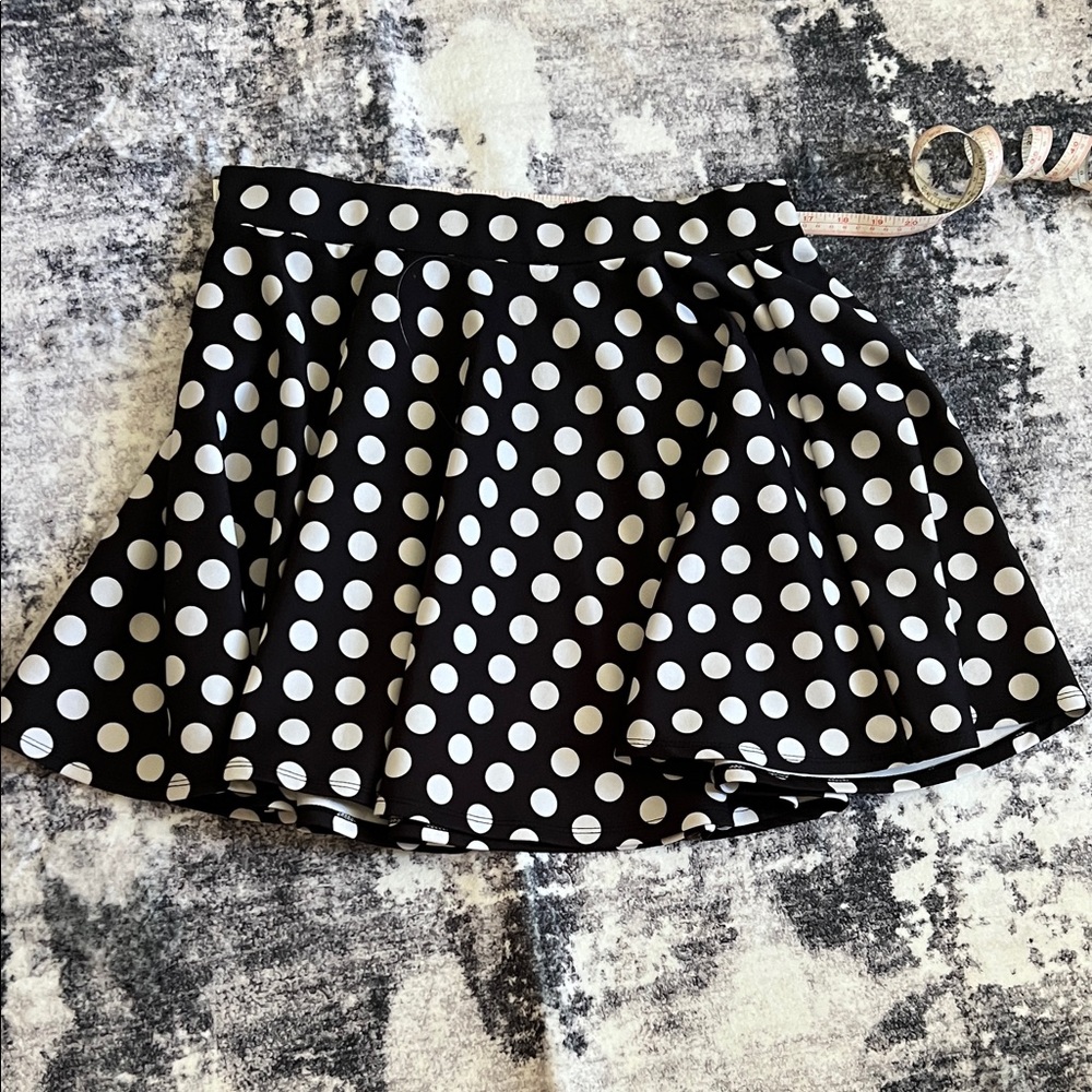 By Johnny Black and White Polka Dot Mini Skirt